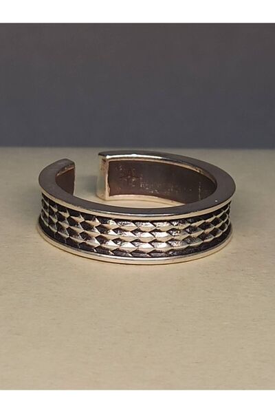 TREND Gümüş erkek alyans yüzük, 925 ayar ejderha derisi desenli erkek yüzük, ayarlanabilir ölçü eskitme