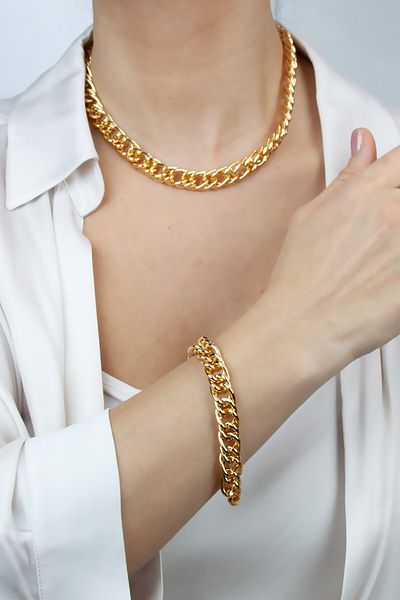 Liveyn Design Knitted Chain Necklace Bracelet Set