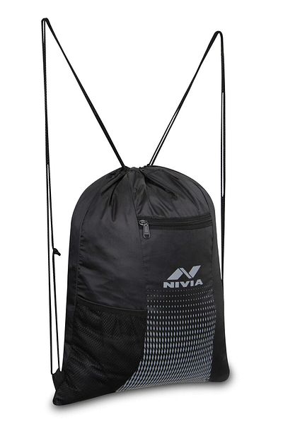 Nivia String Bag With Sipper Pocket | Black | Sports Bag | Gym Accessories