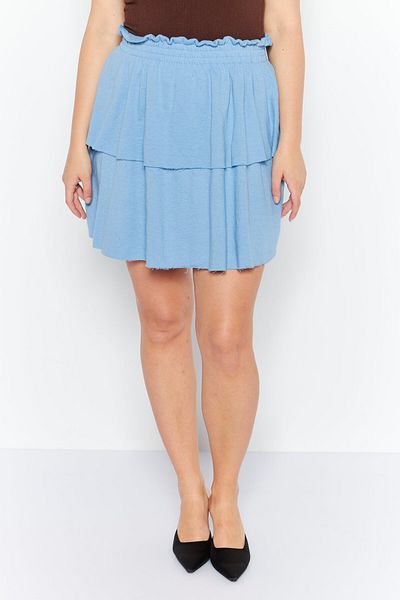 PLANET GOLD Women Solid Tiered Mini Skirt, Blue