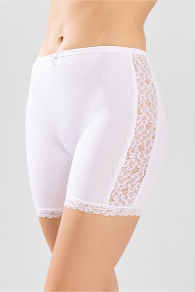 BAYKAR Women's Cotton Lycra Combed Cotton Shorts with Lace Sides 8040 White