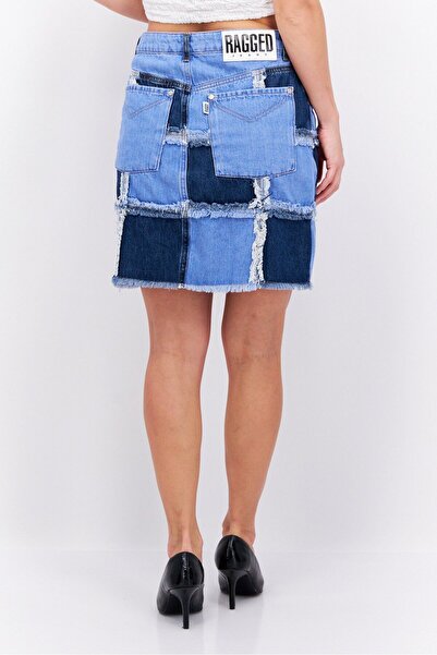Ragged Jeans Women Embroidered Denim Mini Skirt, Blue