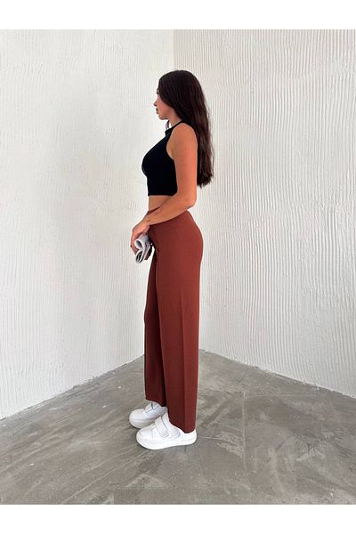 Butik Brown Crepe Palozzo Trousers