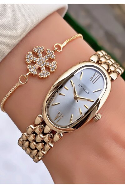 Ferrucci Ferruci Marka Altın Renk Çelik Kordon 2 Yıl Garantili Kadın Kol Saati - Bileklik Hediyeli