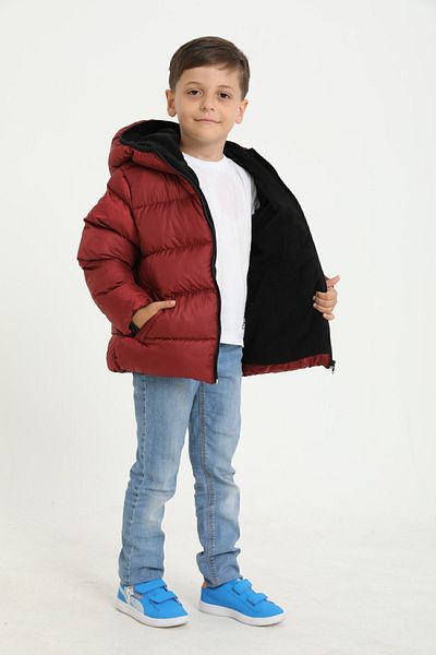 Outriverkids Sports Boy's Burgundy Fleece Hooded Waterproof Wind Resistant Winter Coat
