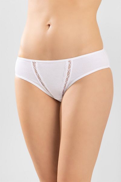 BAYKAR Women's Cotton Zigzag Embroidered Bikini Cut Panties 3 Pack White