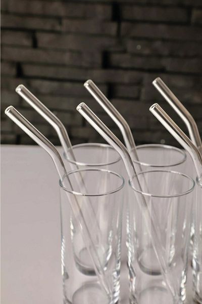 EFE Tanıtım 12-Piece Transparent Curved Glass Straw