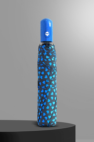 Nilu Moda 8 TELLİ KALP DESENLİ FULL OTOMATİK ŞEMSİYE