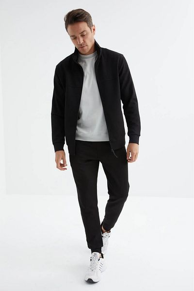 TOMMY LIFE Hugo Grey Melange - Μαύρη ανδρική φόρμα Jogger 85198