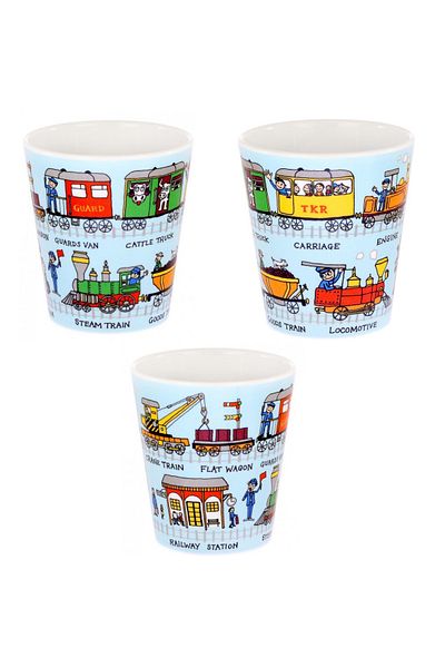 Tyrrell Katz Melamine Feeding Bowl and Drinking Cup // Trains