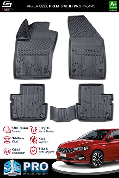 S Dizayn S-Dizayn Fiat Egea Sedan 3D Pro Havuzlu Paspas 2015 Üzeri A+ Kalite 3DS-SDZ023