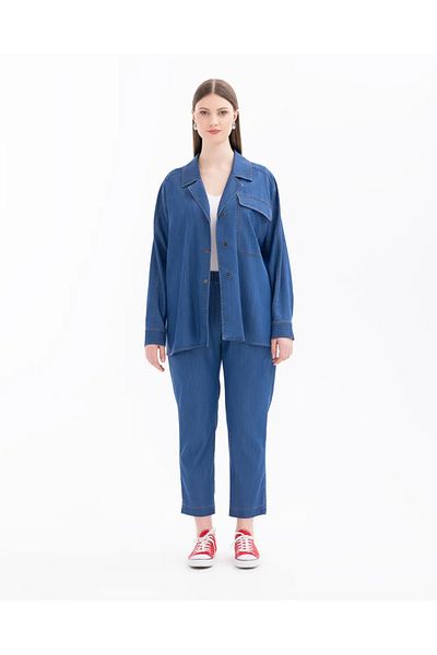 Gala-Xi Jachetă de jeans cu nasturi de mărime mare