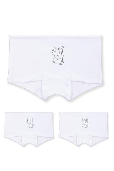 BAYKAR White Girl's Cotton Stoned Basic Boxers - Pack of 3 5176