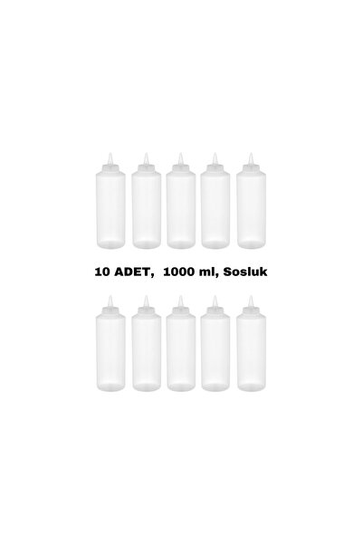 GastroPlast 10 Adet, 1000 ML Fişek Plastik Sosluk, Ketçap, Mayonez, Hardal, Barbekü, Zeytinyağlık, Limonluk