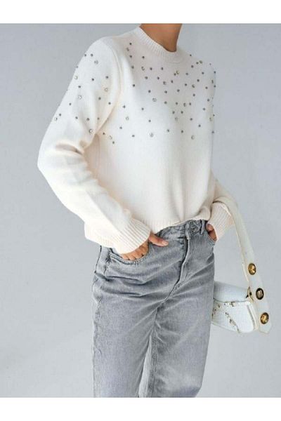 Atelier Bik Women's Crew Neck Beaded Sweater
