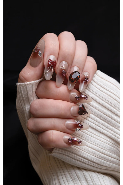 Yukii beauty Yukii Dark Red Takma Tırnak Seti