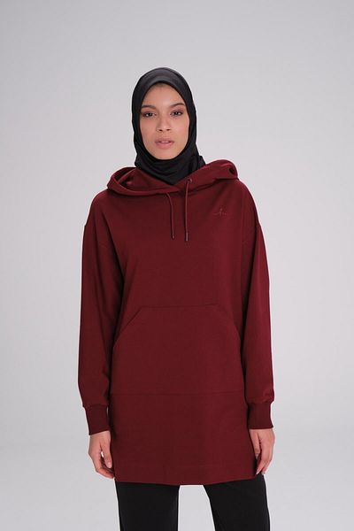 Haşema Απαλή υφή με κουκούλα Claret Red Basic Casual φούτερ ACT-21