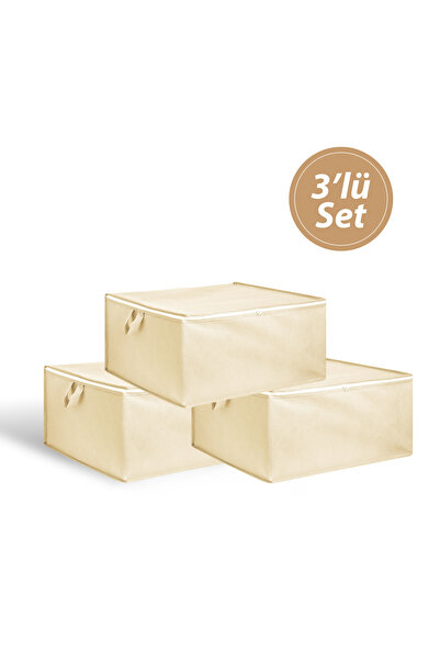 Nondress Küçük Boy Krem Hurç 3 Adet 30x20x20cm