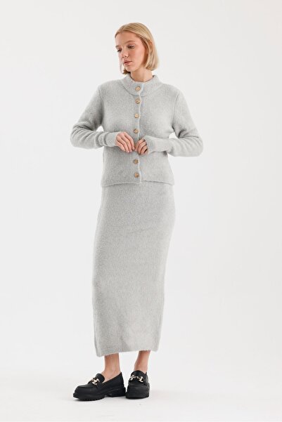 soBasic Cardigan cu buclă și tiv cu guler rotund - Tricoturi Set-STD - Stone