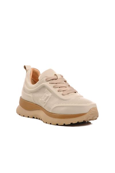 AYAKMOD Pantofi sport de damă din piele naturală bej D1