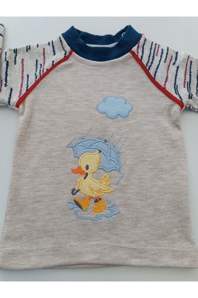 Tomuycuk 100% Cotton 2-Piece Set for Baby Boy and Child - Duck Embroidery and Seasonal Bottom-Top Set