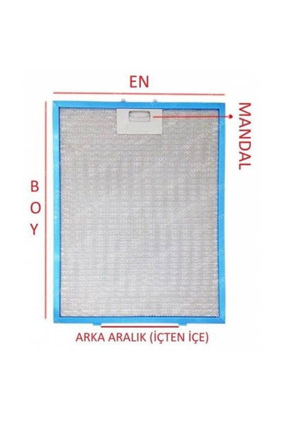 Parmis Ferre Uyumlu Davlumbaz 28,3x33,8 Cm Arka Ara 12,5 Cm Aspiratör Filtresi