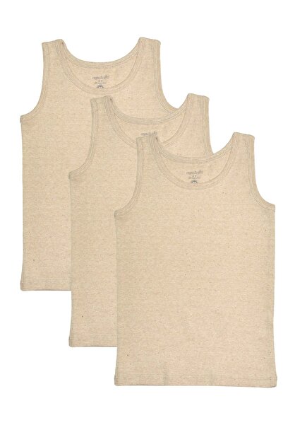 OrganicKid Natural Cotton Çocuk Unisex Ekru Atlet Seti 3lü