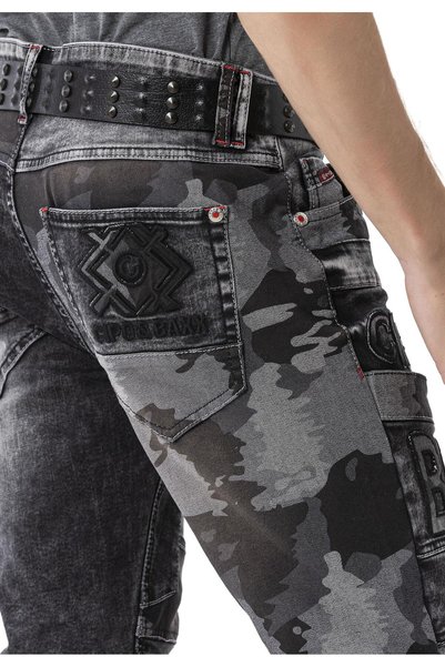 Cipo & Baxx CD859 Kamuflaj Parçalı Erkek Jean Pantolon