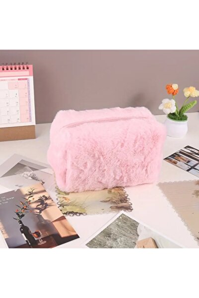 milio Ροζ βελούδινη τσάντα μακιγιάζ