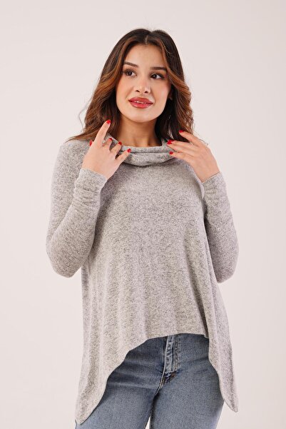 Hipo Trend Блузка з м'яким коміром із м'якої тканини сірого кольору