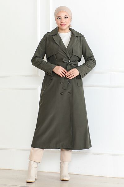 KADEEM Elegant Trench Cotton & Haki