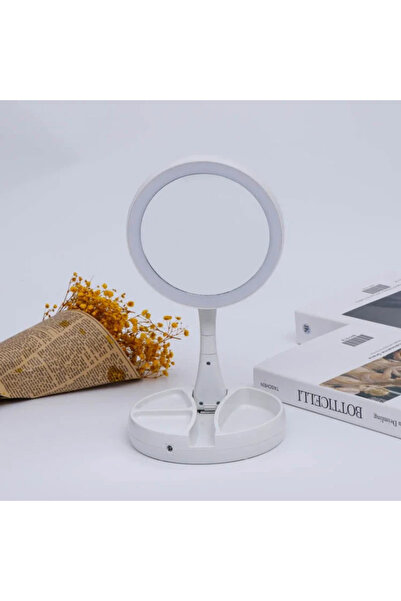 ShopFast 10x Katlanabilir Makyaj Aynası Çift Taraflı Usb Vanity Led Işıklı Bü...
