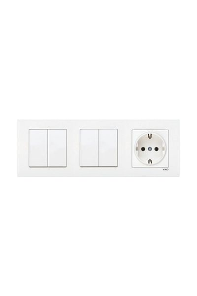 VİKO Viko Karre White Set of 3 - Commitator, Grounded Socket and Triple Frame
