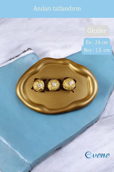Evene Gold Colored Sugar Bowl Presentation Dragee - Decorative Plate Model 18