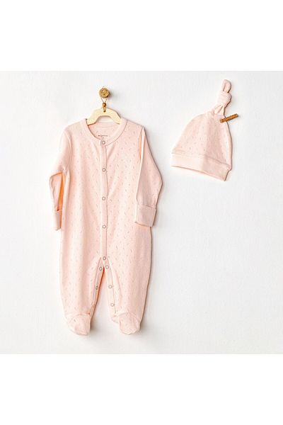 andywawa AC24708 Pink Jacquard Baby Jumpsuit Set