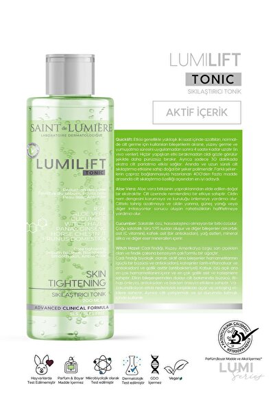 SAINT DE LUMIERE LUMILIFT Canlandırıcı, Gözenek Sıkılaştırıcı, Kırışıklık, Siyah Nokta ve Leke Karşıtı, Tonik 200ml