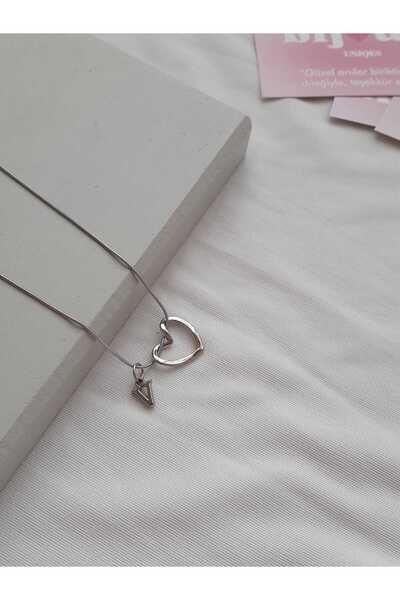bijoux uniques Kalpli V Harfli Çelik Kolye