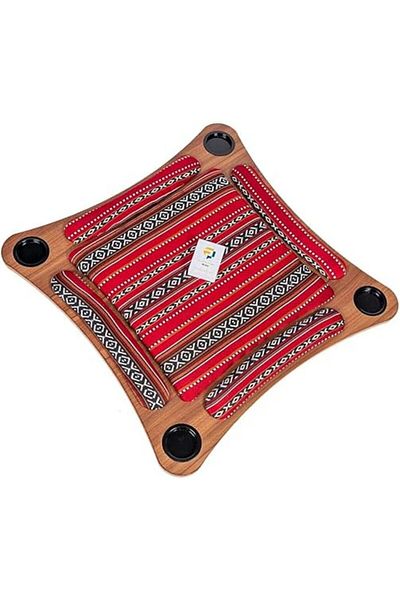 ALBADER Floor Wooden Ploot Play Cards Game Table Med-Size, Curved Wood Baloot Table 80 * 80 CM