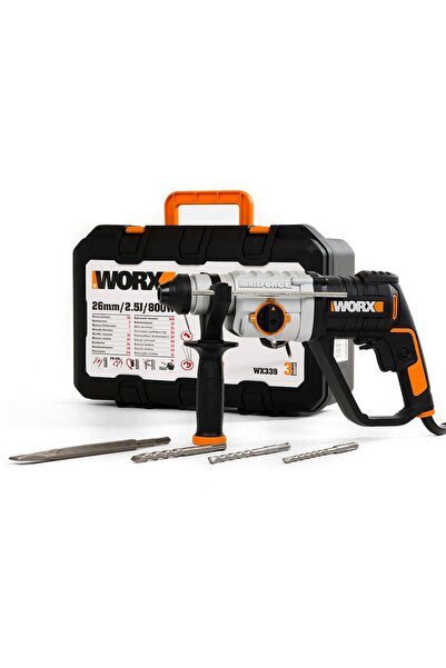 WORX WX339 800Watt 2.5J Profesyonel SDS-Plus Kırıcı/Delici + 4 Adet Uç