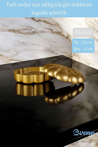 Evene Gold Colored Sugar Bowl with Lid - Dragelic Model 16