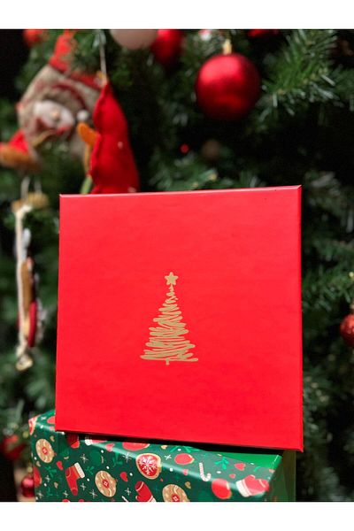 KOLİX Kolix Special - 20X20 Pine Tree Patterned Red Gift Box