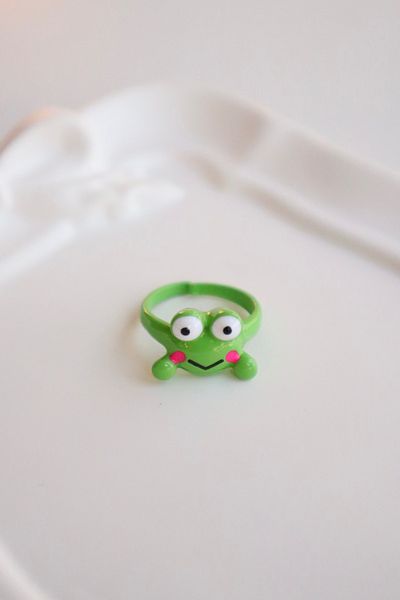EFBUTİK Green White Eyed Frog Ring