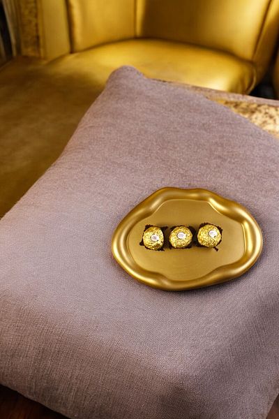 Evene Gold Colored Sugar Bowl Presentation Dragee - Decorative Plate Model 18
