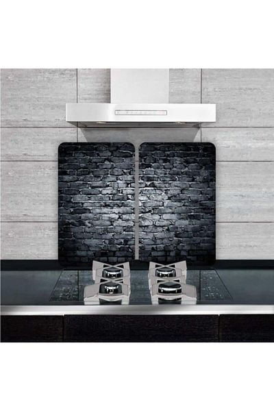 Saban 2-Piece 40X52 cm Glass Stove Protector Dark Stone for 5-Piece Stoves