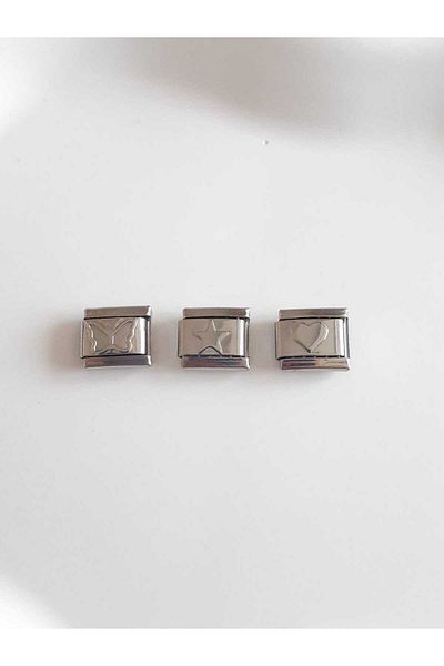 bijoux uniques Steel Butterfly&Star&Heart 3-Piece Italian Charm