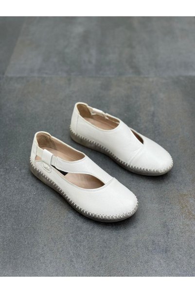 DİVA Diva White Leather Elastic Women's Casual Shoes