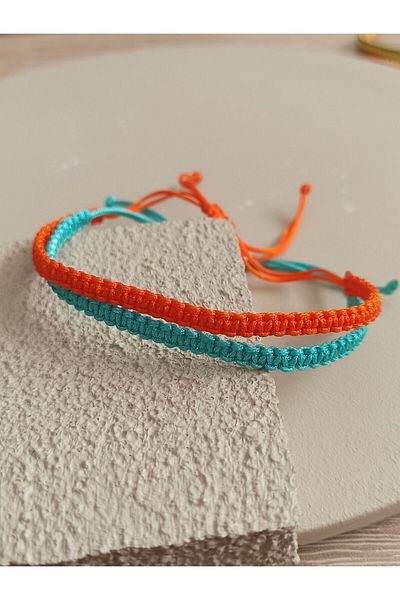TREND Macrame Orange and Turquoise Bracelet - Adjustable Handmade, Unisex Gift Bracelet