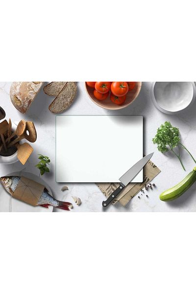 Saban 30X40 cm Plain White Glass Cutting Board