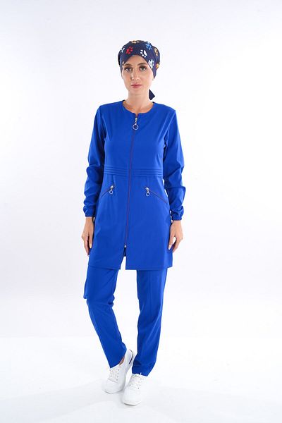 Nur Medikal Giyim Model Migdale Soft Lycra Fermoar Saks Blue Doctor Asistentă Uniformă Chirurgică
