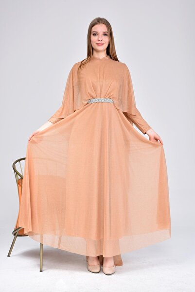 Ferace Rochie de seară pentru damă, mărime mare, cu pelerină și sclipici